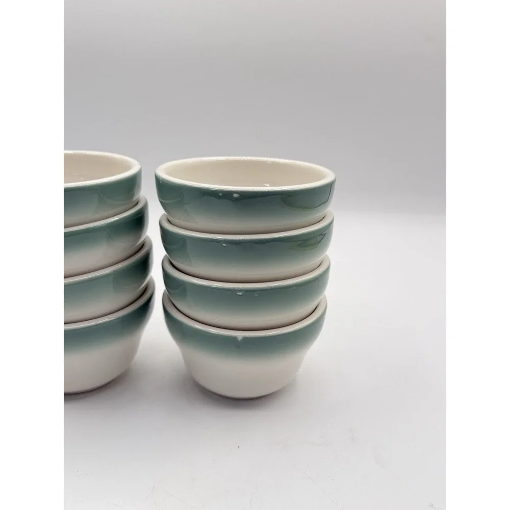 MCM Homer Laughlin Best China Airbrushed Teal Chili Bowl Set 8 60s Diner #661